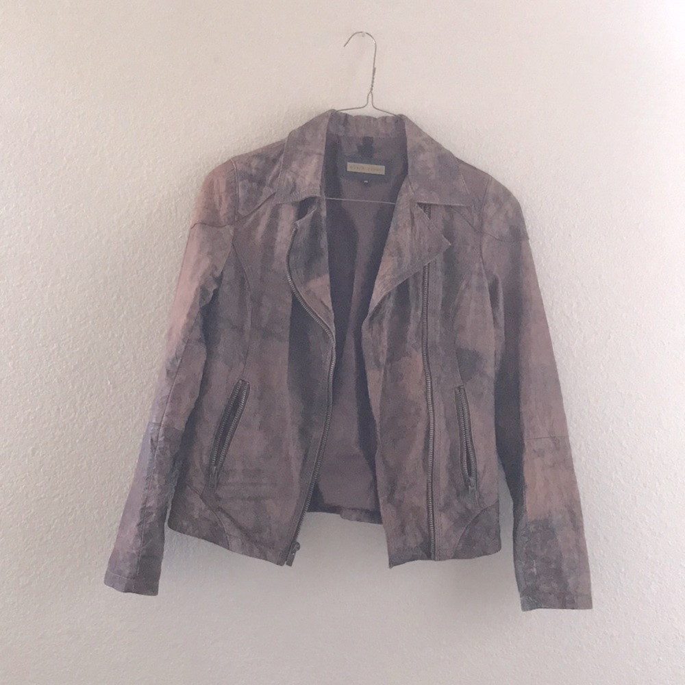 Distressed Leather Jacket // Real Leather // XS